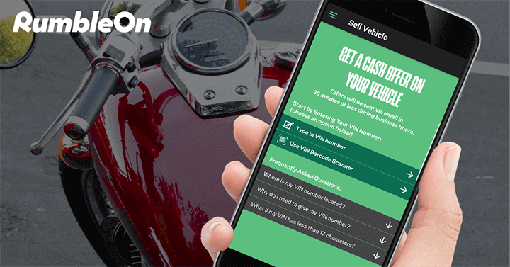 Trade in a motorcycle online with RumbleOn